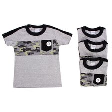 Kit 3 Camisetas Infantis Meninos Camuflada Bolso 3D Atacado