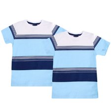 Kit 2 Camisetas Infantis Meninos Azul Listrada Manga Curta