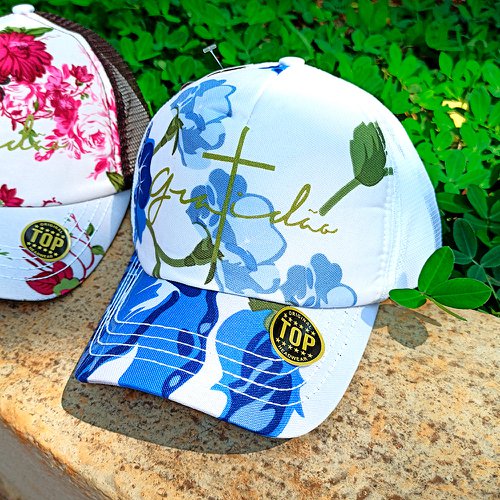 Kit 3 Bonés Femininos Floral Aba Curva Tela Snapback Atacado