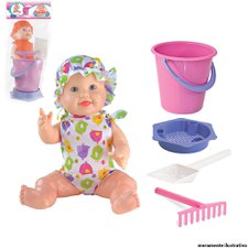 Boneca Bebê Infantil Com Kit Praia 4 Acessórios Apolo