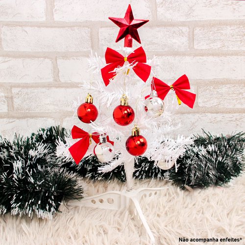 Mini Árvore De Natal Branca Mesa 30 cm 25 Galhos - Feira da Madrugada SP