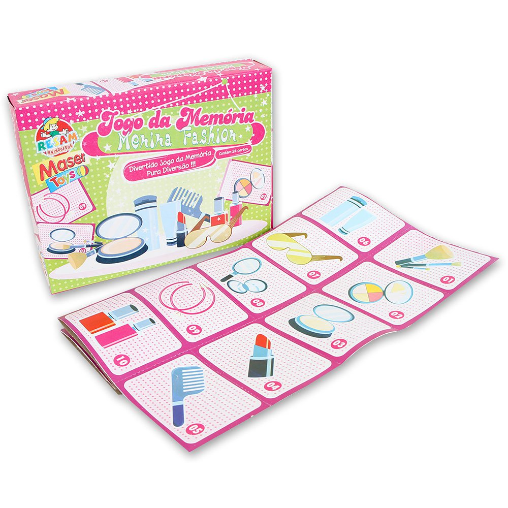 Jogo Memória Infantil Menina Fashion 24 Cartas Maser Toys