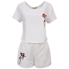 Conjunto Roupa Feminina Shorts + Blusinha Cropped Floral