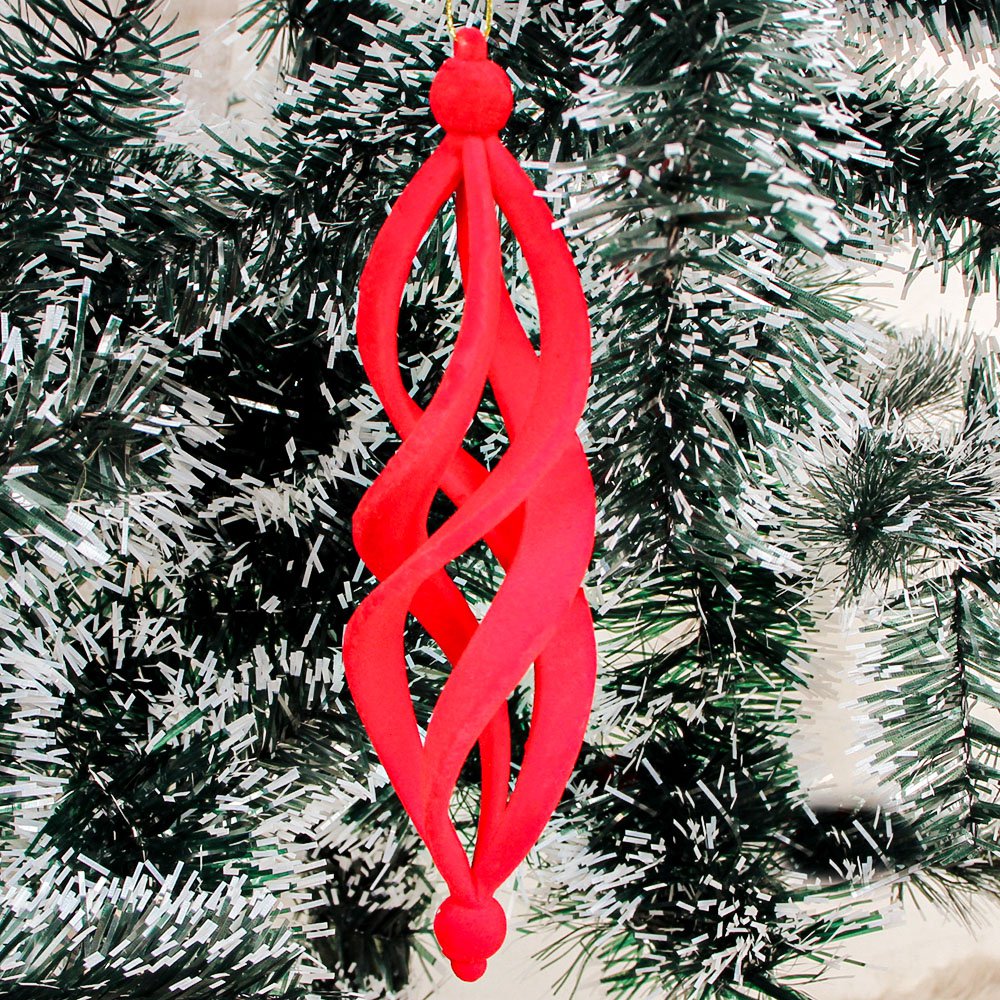 Enfeite Espiral Decorativo De Natal Vermelho 18 Cm - Feira da Madrugada SP