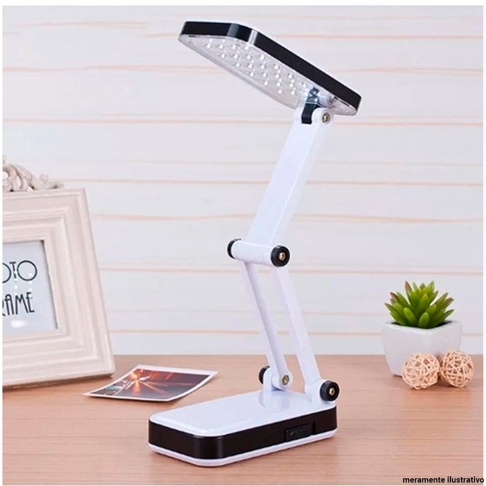 Luminária De Mesa Dobrável Recarregável 24 Led's Bivolt Feira da