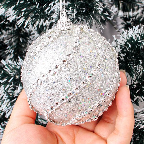 Bola De Natal Decorada C/ Glitter Cravejada Pedras 9 Cm | - Feira da  Madrugada SP
