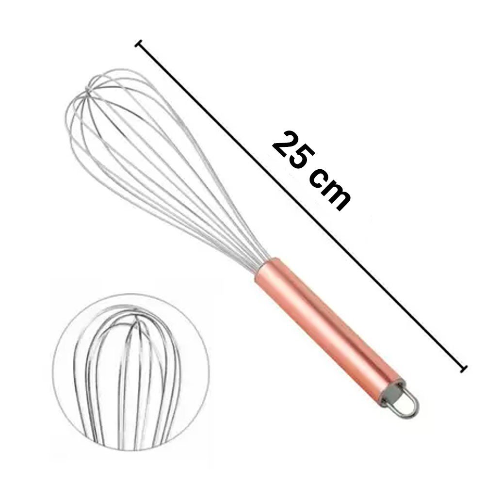 Batedor De Claras Fouet Manual Rose Gold Aço Inox 25 Cm Feira da