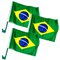 Kit 3 Bandeiras Brasil Carro Suporte Promoção Copa do Mundo