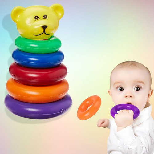 Jogo De Argolas Ursinho Para Bebês + 1 Ano 12 Meses Didático