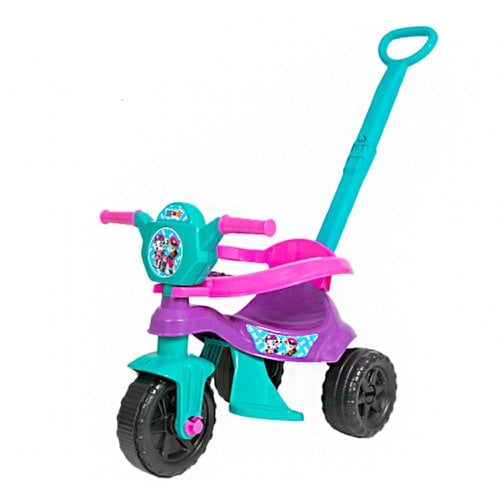 Triciclo Passeio Infantil Com Alça Carrinho Colorido