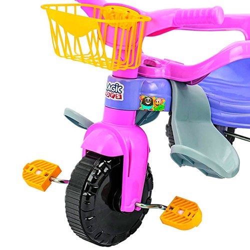 Triciclo Infantil Menina Velotrol Tico Tico Festa Rosa Com Aro E Cestinha
