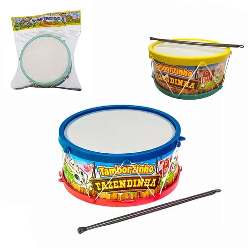 Tamborzinho Instrumento Infantil Brinquedo C/ Baqueta