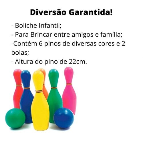 Jogo Boliche Infantil Colorido Com 8 Peças Grandes Coloridas