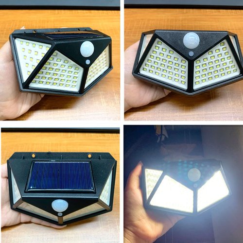 Luminária Solar 100 Leds C/ Sensor À Prova D' Água 3 Modos