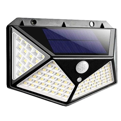 Luminária Solar 100 Leds C/ Sensor À Prova D' Água 3 Modos