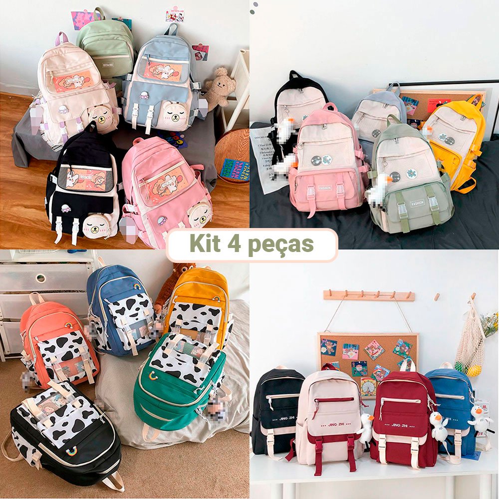 Kit Mochilas Universit Ria Escolar Feminina Imperme Vel Porta Notebook Compre Agora Feira