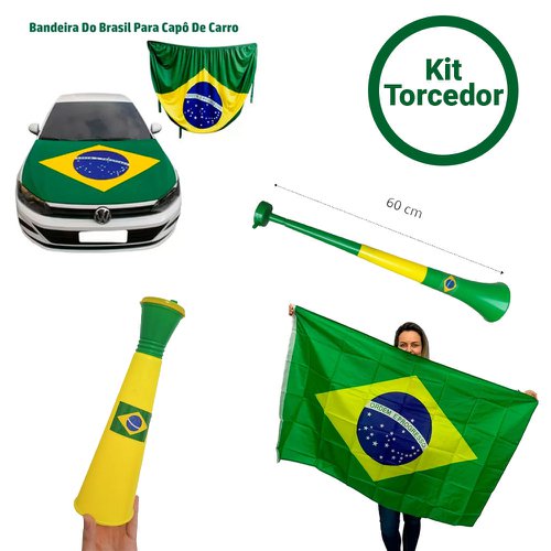Kit Para Copa Do Mundo Torcedor Fanático Brasil 4 peças