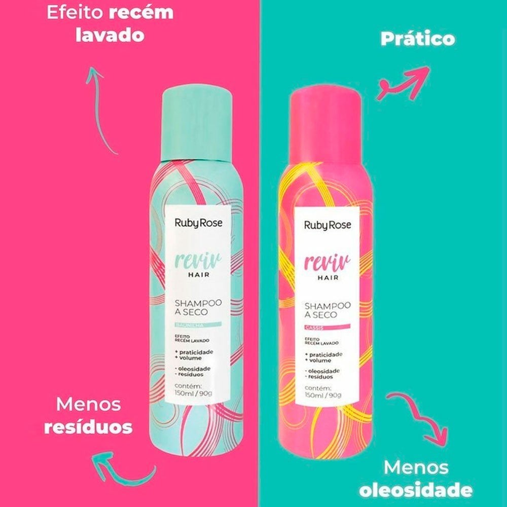 Shampoo A Seco Ruby Rose Reviv Hair Cassis E Baunilha 150ml Feira