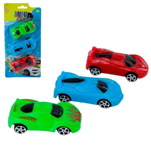 Mini Carrinhos Roda Livre Colorido 3 Peças De Plástico Brinquedo