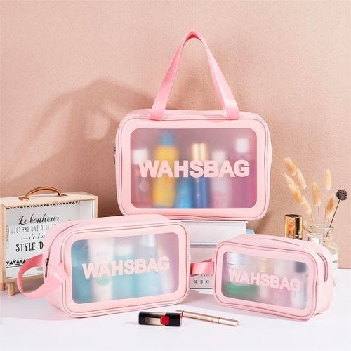 Kit Necessaire 3 Peças Impermeável Maquiagem Para Viagem