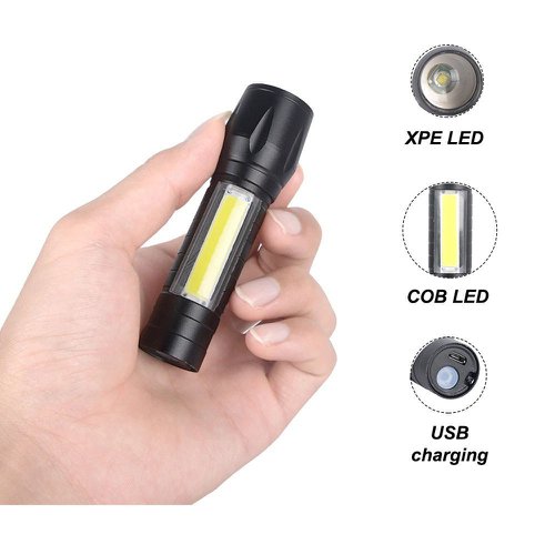 Mini Lanterna Tática Com Led E Zoom Recarregável Atacado