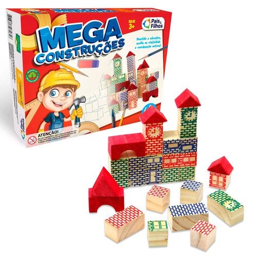 Mega Construção Blocos De Montar Madeira Brinquedo Infantil