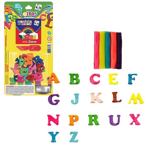 Kit Massinha Com Letras Alfabeto Brinquedo Infantil Colorido