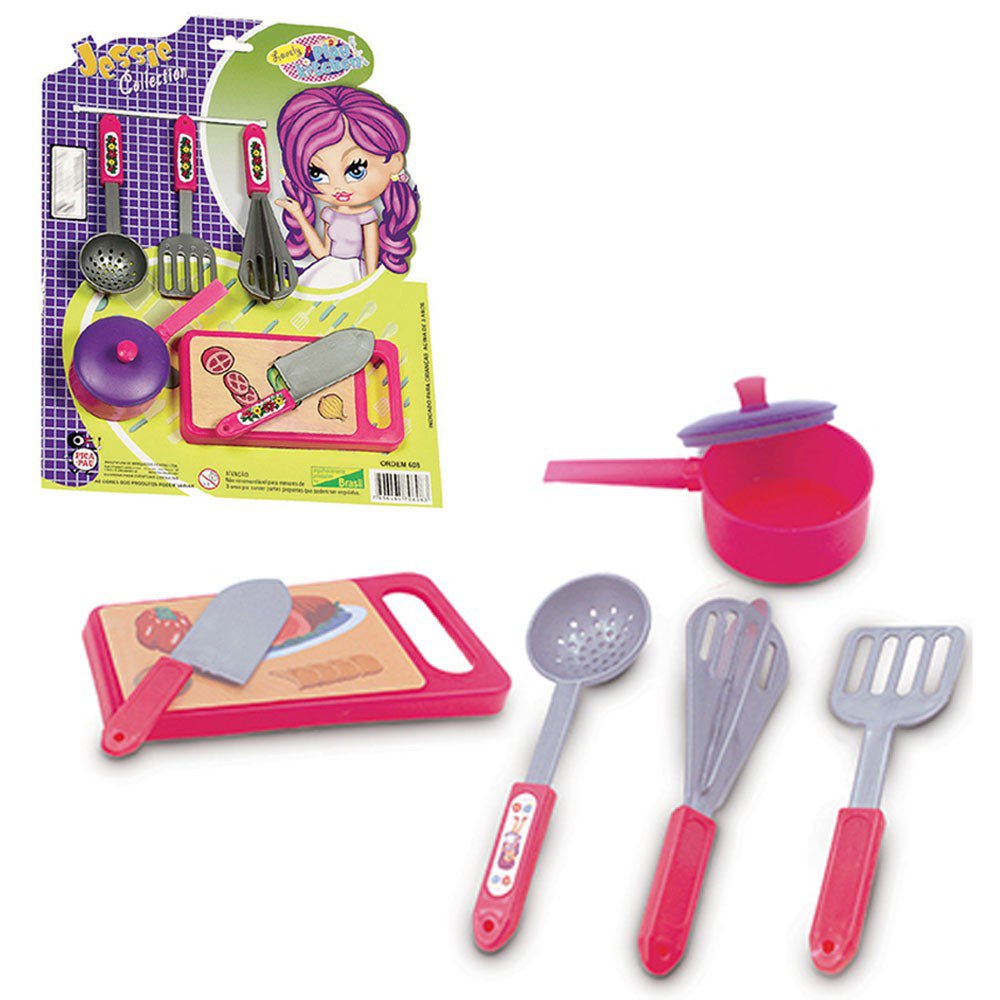 Antigo jogo de panelinha e utensílios de cozinha infant