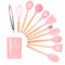 Kit Conjunto De Utensílios Silicone Com 12 Peças Cabo Madeira