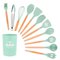 Kit Conjunto De Utensílios Silicone Com 12 Peças Cabo Madeira