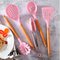 Kit Conjunto De Utensílios Silicone Com 12 Peças Cabo Madeira