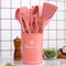 Kit Conjunto De Utensílios Silicone Com 12 Peças Cabo Madeira