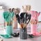Kit Conjunto De Utensílios Silicone Com 12 Peças Cabo Madeira