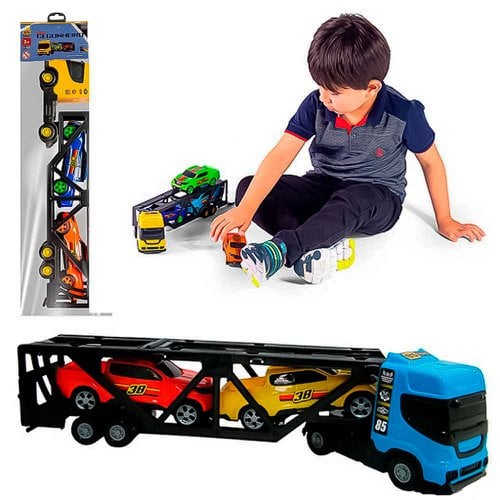 Mini Caminhão Com Dois Carrinhos Cegonheiro De Brinquedo Infantil