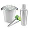 Kit Bar Coqueteleira Drink Em Aço Inox 3 Peças Com Balde