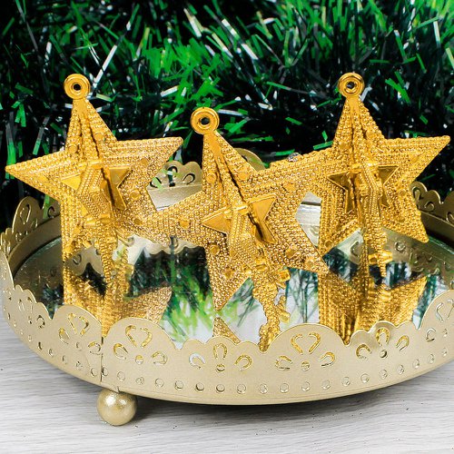 Pendente Estrela Decorativo 3D 5cm 3 Peças Para Árvore