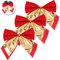 Kit 3 Laços Decorativos Vermelho Dourado Enfeite Natal 12 Cm