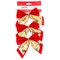 Kit 3 Laços Decorativos Vermelho Dourado Enfeite Natal 12 Cm