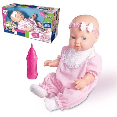 Boneca Baby Zitinha New Doll 34 Cm Com Mamadeira Brinquedo