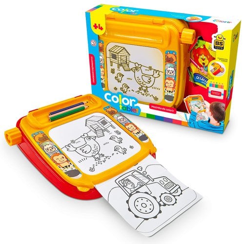 Mesinha Para Pintura Tablet Color De Brinquedo Com Lápis De Cor