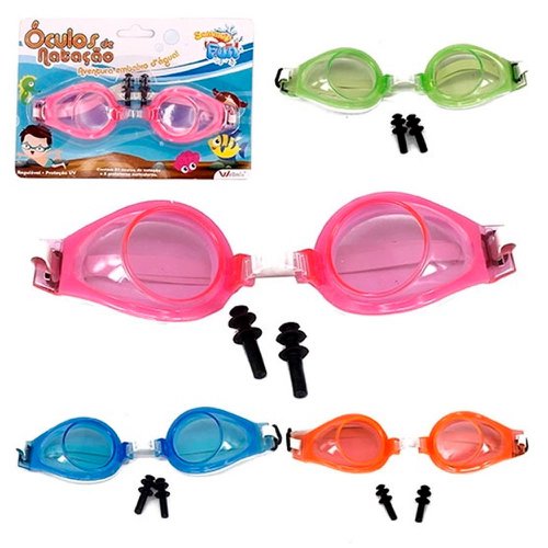 Óculos De Natação Unissex + 2 Protetores Auriculares Proteção UV