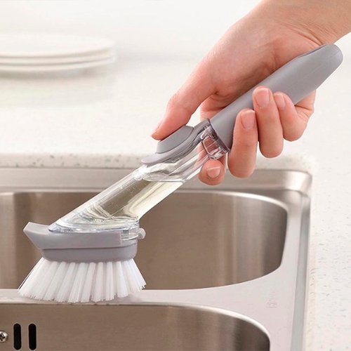 Escova De Limpeza 2 Em 1 Com Dispenser Para Louças