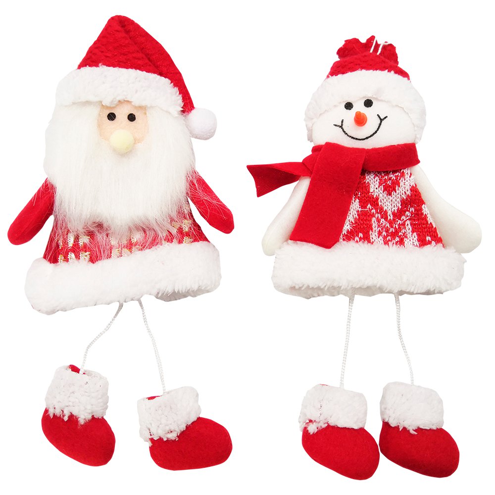 Jogo Papai Noel e Boneco Neve Resina12cm Perna Cordão 2 Un