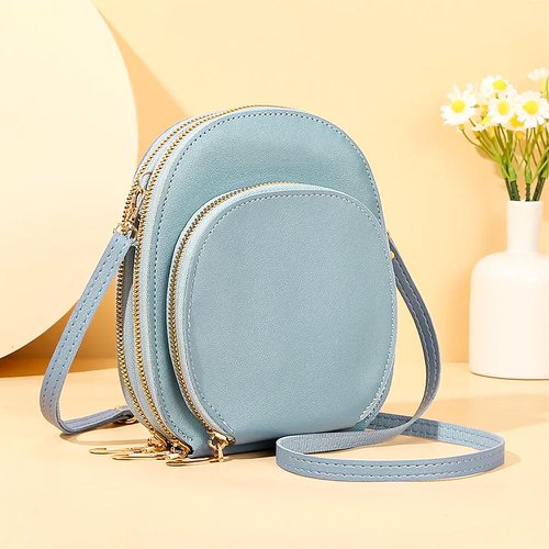 Mini Bolsa Transversal Feminina Oval Textura Em Alto Relevo