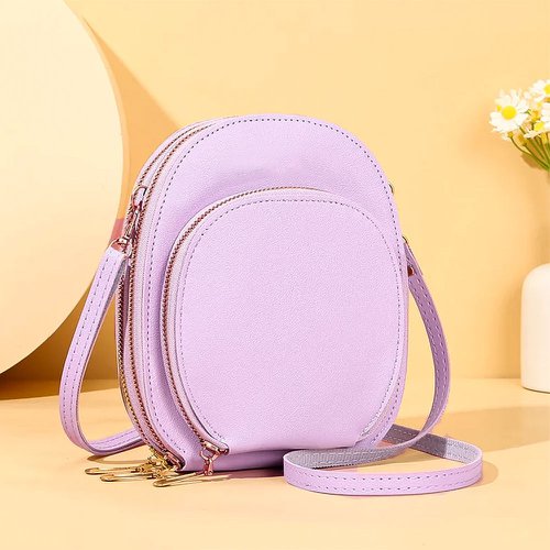 Mini Bolsa Transversal Feminina Oval Textura Em Alto Relevo