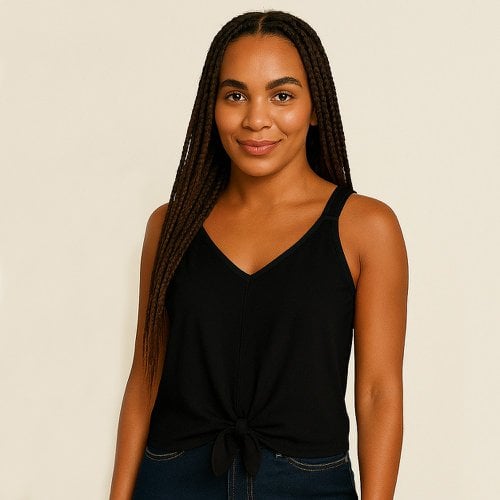 Regata Feminina Lisa De Amarrar Gola V Tecido Crepe