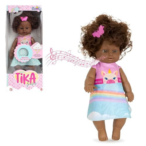Boneca Negra Tika Frases Brinquedo Infantil