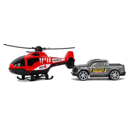 Kit Com Helicóptero E Carrinho Brinquedo Traffic Service