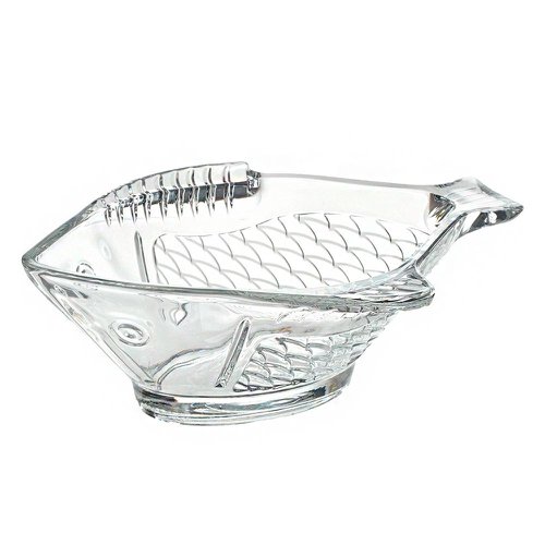 Petisqueira 360ml De Vidro Cristal Peixe 20cm