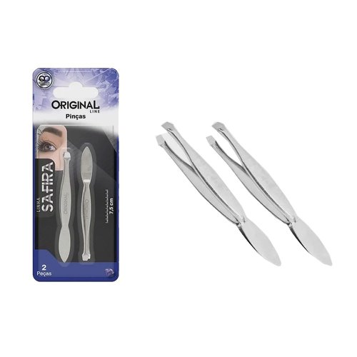 Kit De 2 Pinças De Sobrancelhas 7,5cm De Aço Carbono